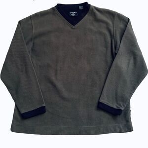 Summa Sport Army Green & Black Fleece V-Neck Pullover Sweatshirt Size Medium